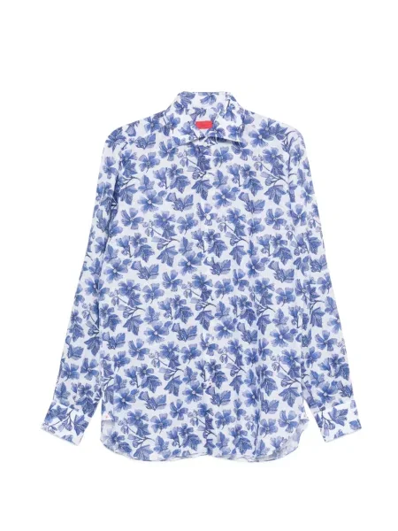 Květinová dlouhá košile Isaia bílá