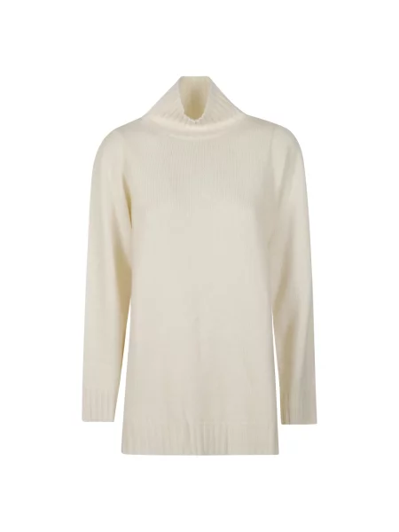 Lniany sweter z golfem Max Mara biały