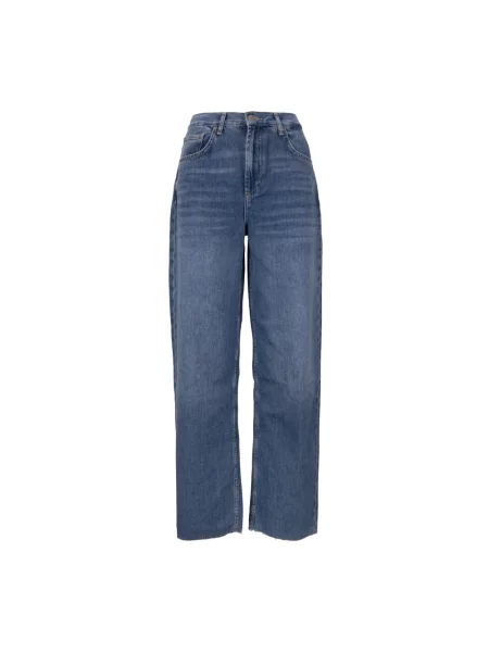 Szerokie jeansy Liu Jo z frędzli niebieskie