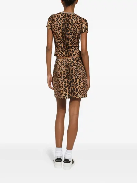 Fusta mini Dolce & Gabbana cu imagine cu model leopard maro