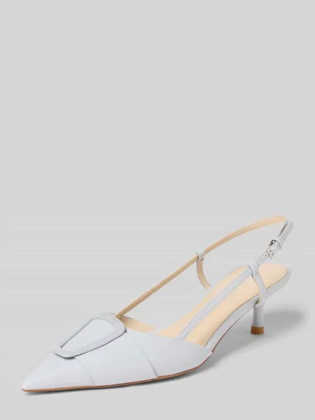 Czółenka z prawdziwej skóry z detalem z logo Marc Cain Bags & Shoes