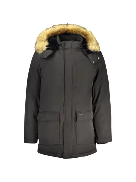 Geacă parka Guess cu glugă cu blană negru