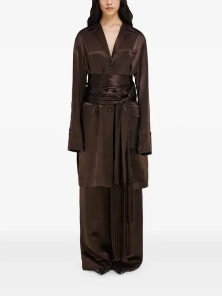 Pantaloni Ferragamo din satin maro