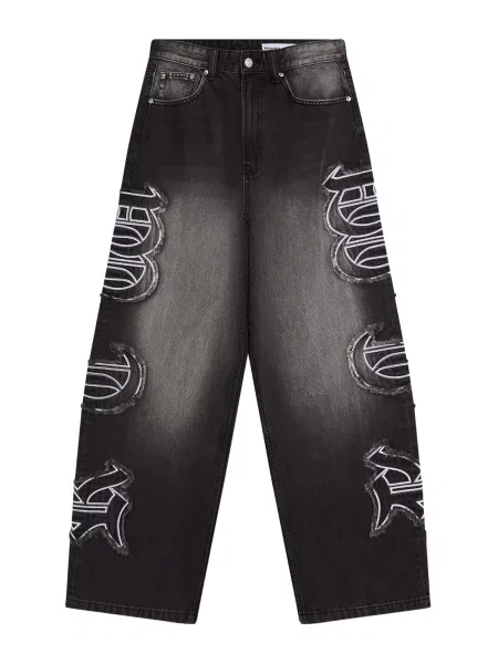 Bershka Kavbojke denim črn