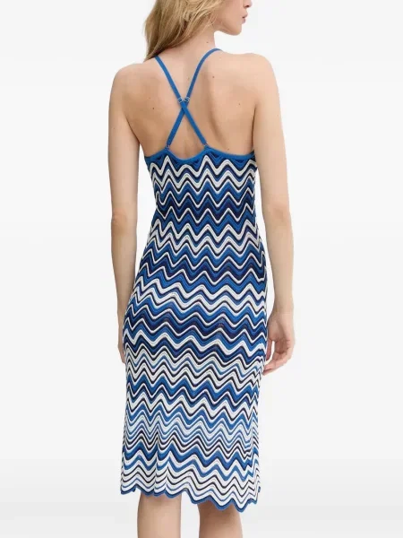 Rochie midi Morgan cu mărgele cu bretele albastru