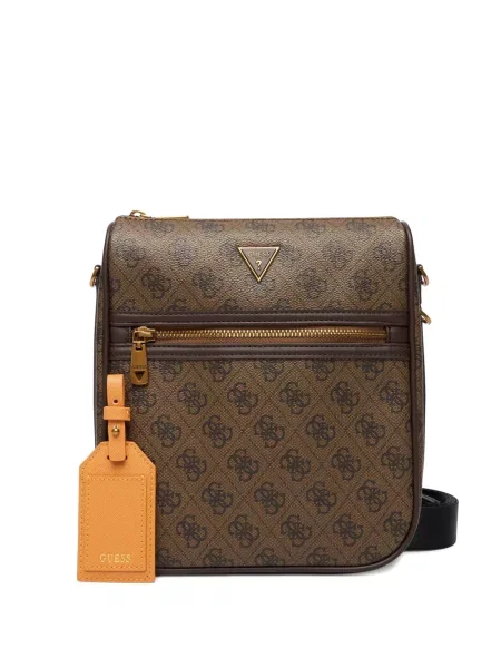 Geantă crossbody Guess cu autograf maro