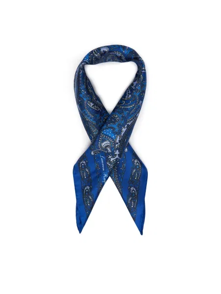 Fular Lauren Ralph Lauren de mătase cu model paisley albastru