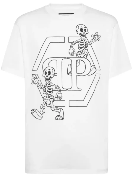 Tricou Philipp Plein cu imagine alb