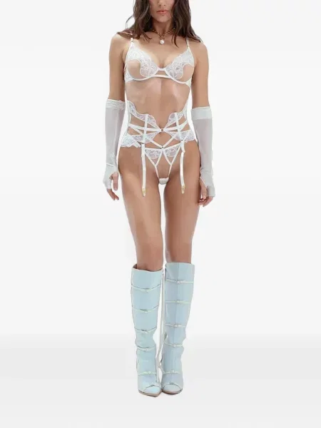Sutien God Save Queens din dantelă alb