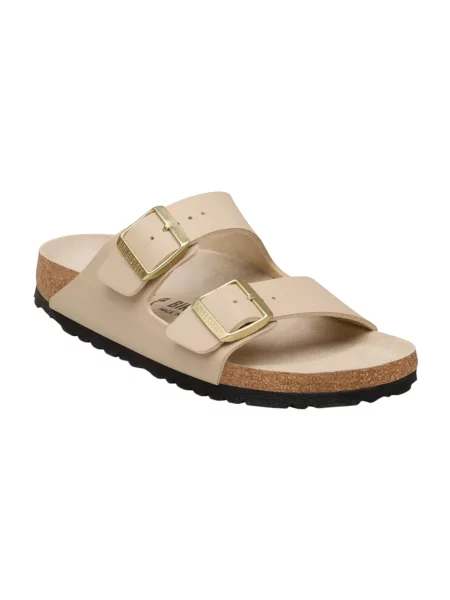 Klapki Birkenstock skórzane beżowe