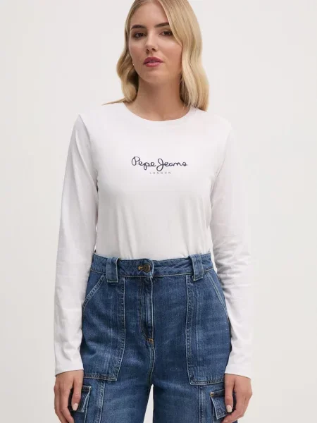 Pepe Jeans tričko s dlouhým rukávem FIORE LS bílé