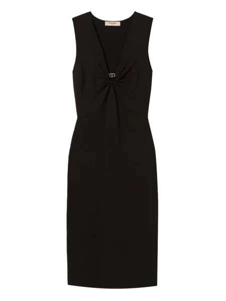 Rochie fără mâneci Twinset fără mâneci cu decolteu în V de costum negru