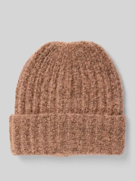 Czapka beanie z prążkowanej dzianiny model ‘PYRON’ Pieces różowa