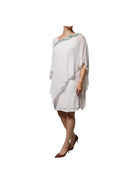 Haftowana sukienka Blumarine szyfonowa biała