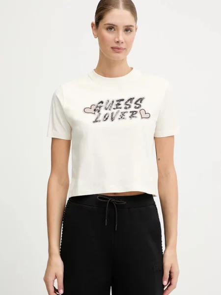 Тениска Guess FOSCA дамска бежово