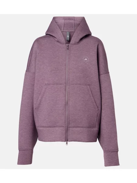 Bluza z kapturem Adidas By Stella Mccartney z autografem fioletowa