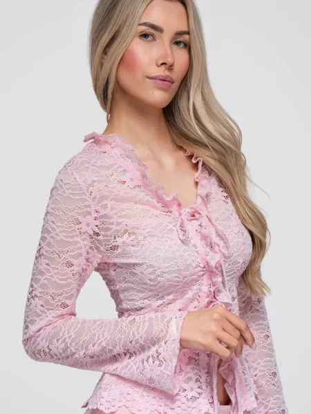 Bluză Ombre din dantelă alb