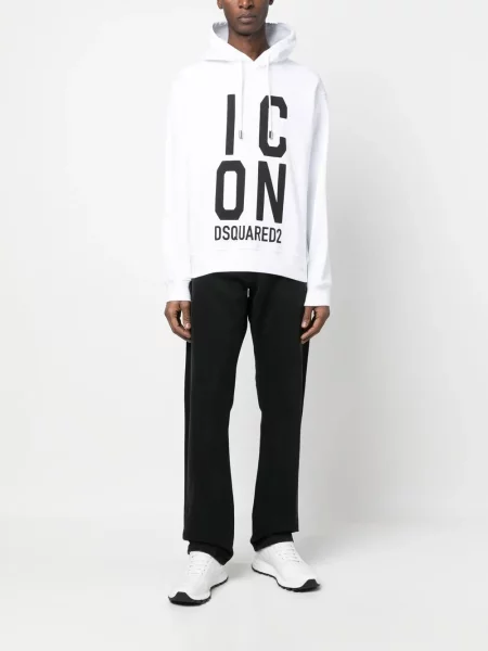 Hanorac cu glugă Dsquared2 cu imagine alb