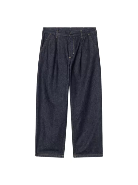 Szerokie jeansy Carhartt Wip z logo niebieskie