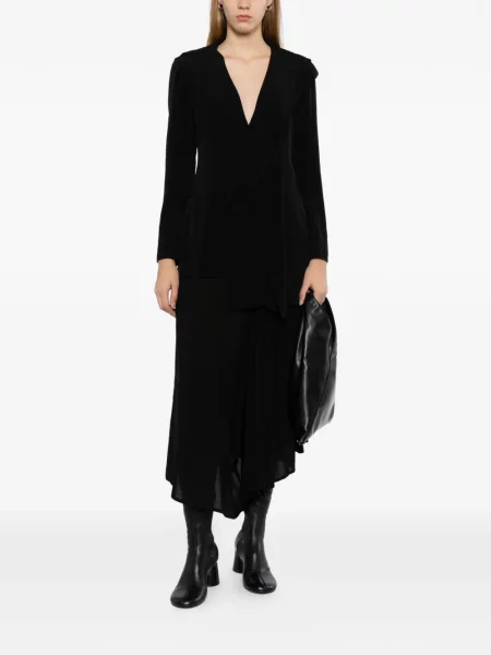 Geacă Yohji Yamamoto asimetrică drapată negru