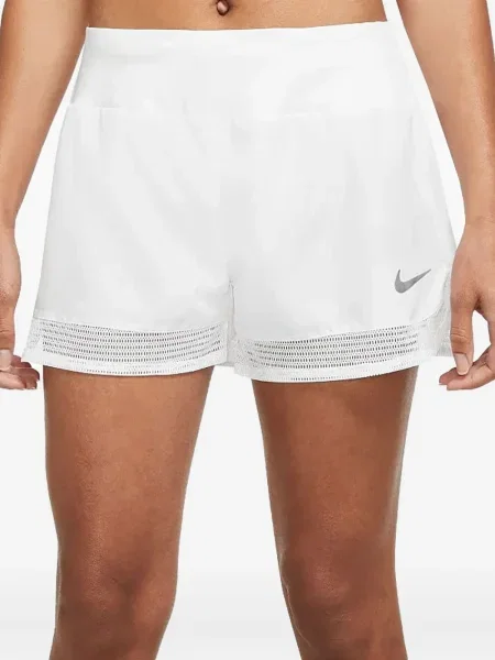 Pantaloni scurți Nike alergare cu talie înaltă în carouri albastru
