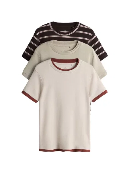The Set Tricou bej / kaki / mov vânătă alb