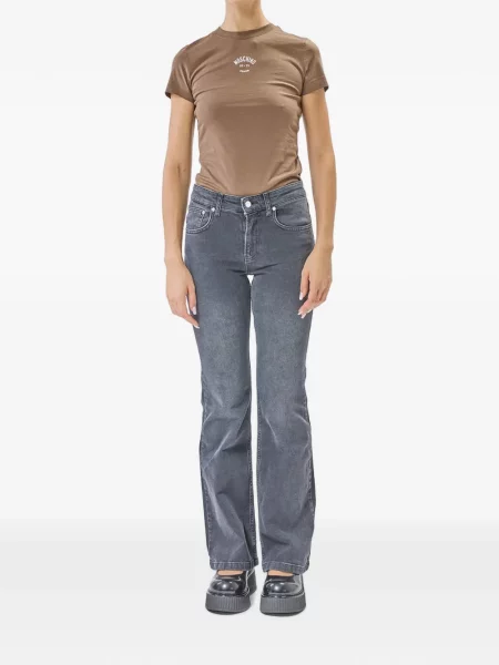 Lepršave traperice Moschino Jeans niski struk siva