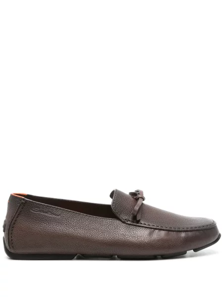 Pantofi loafer Santoni din piele maro
