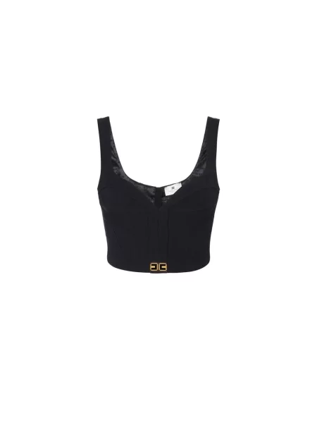 Top Elisabetta Franchi z krepy czarny