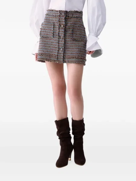 Fusta mini Liu Jo din tweed maro