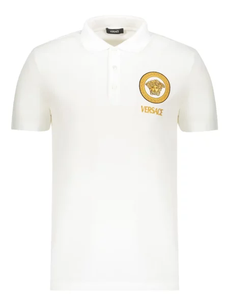 Tricou polo Versace cu broderie alb