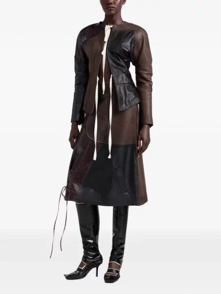 Миди пола Maison Margiela с връзки с дантела кафяво