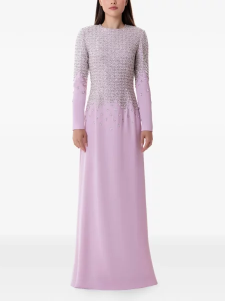 Rochie maxi Dina Melwani de cristal roz