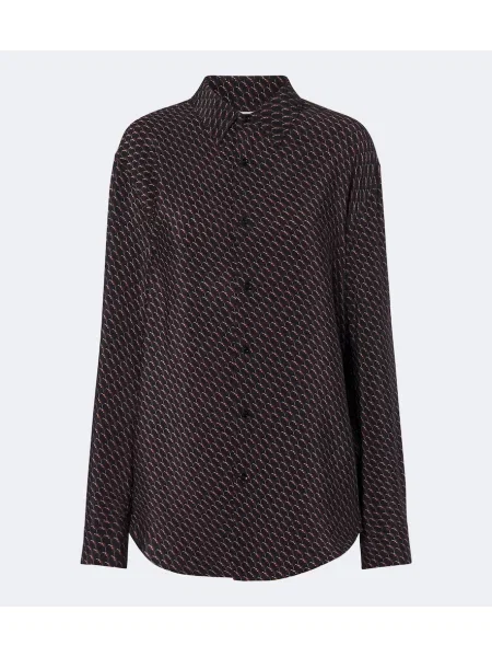 Cămașă Saint Laurent de mătase cu imagine negru