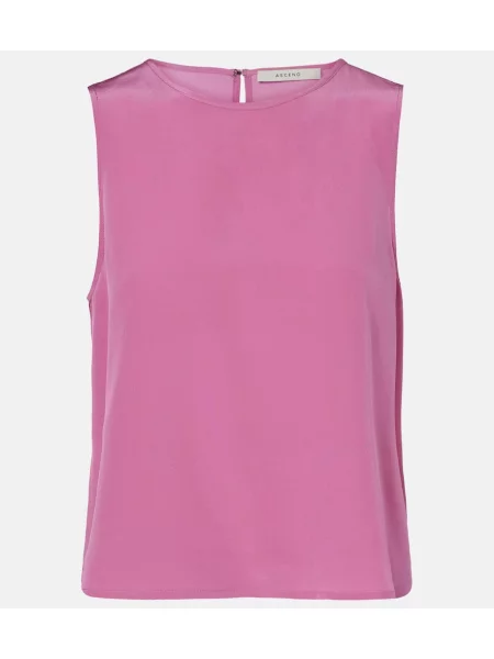 Hodvábne tielko Asceno ružová