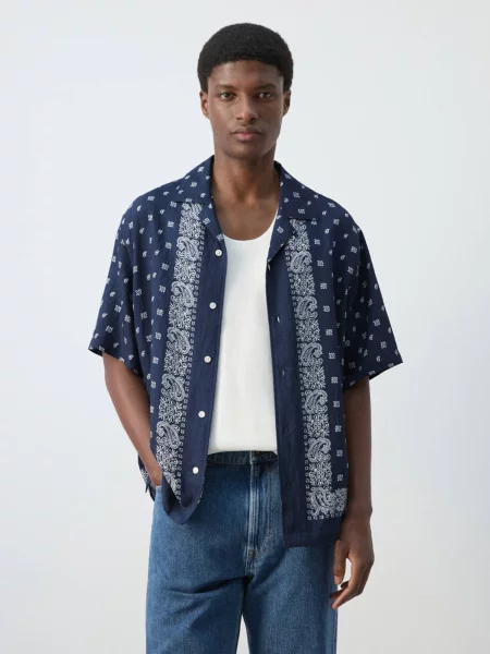 MANGO MAN Ing Bandana éjkék fehér