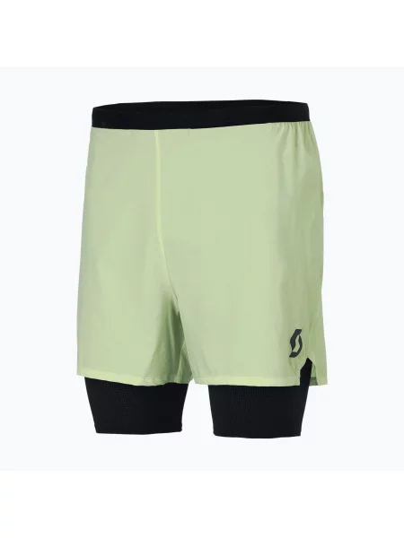 Pantaloni scurți de alergare pentru bărbați SCOTT Hybrid Endurance Tech acid yellow/black negru