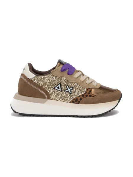 Sneakersy Sun68 skórzane brązowe
