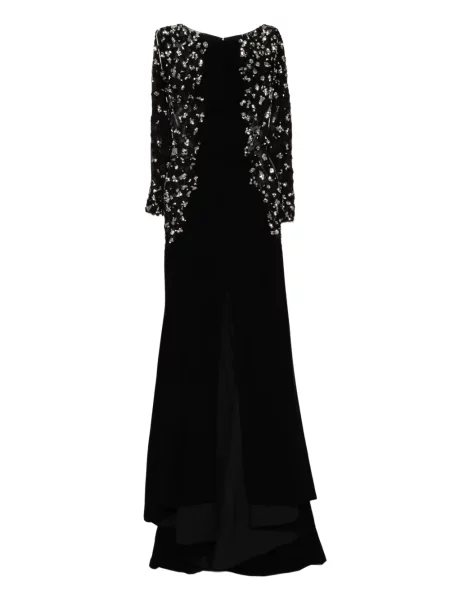 Rochie maxi Saiid Kobeisy cu crăpătură lungă de costum negru