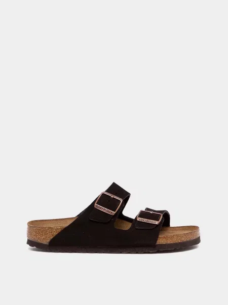 Замшевые шлепанцы Birkenstock коричневые