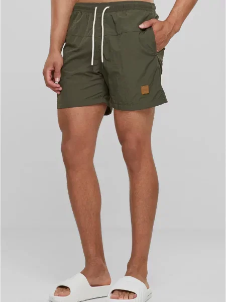 Urban Classics Plavecké šortky Block Swim khaki