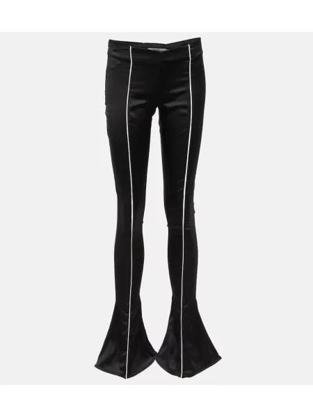 Pantaloni Didu cu talie joasă din satin negru