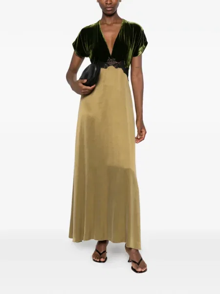 Rochie maxi Forte_forte cu decolteu în V verde