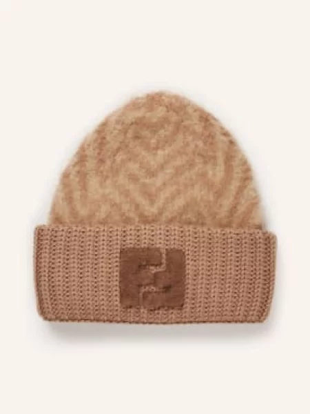 Fendi Czapka Z Alpaki braun beżowa