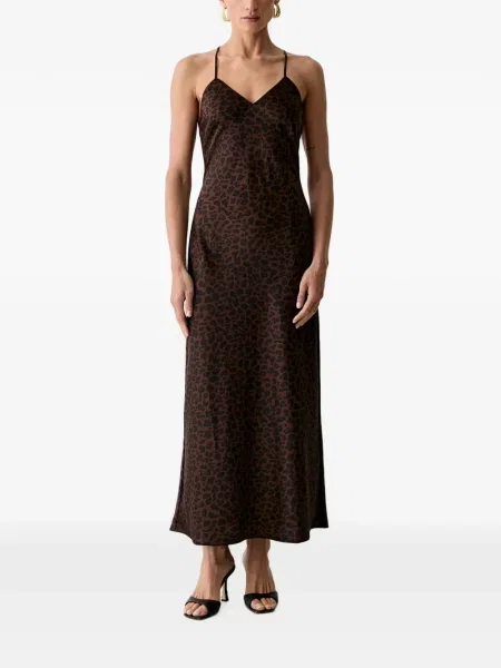 Rochie maxi Morgan cu imagine cu model leopard cu spatele deschis maro