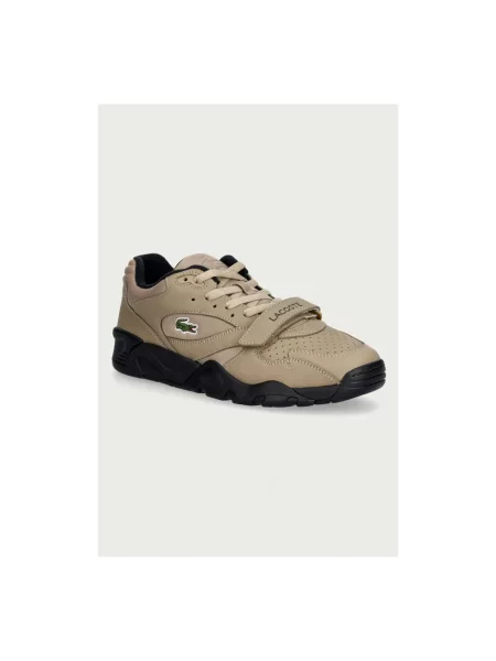 Lniane sneakersy Lacoste beżowe