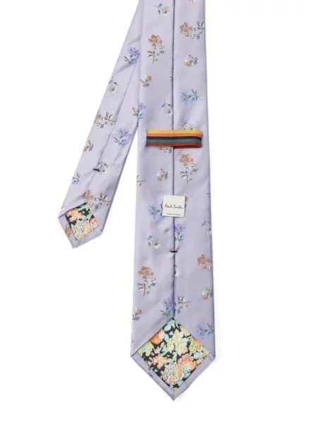 Cravată Paul Smith de mătase cu model floral violet