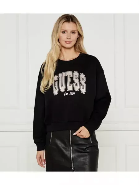 GUESS Pulóver | Relaxed fit fekete