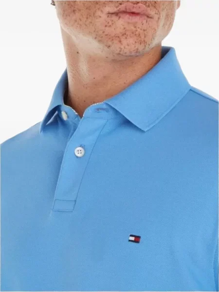 Tricou polo Tommy Hilfiger scurt albastru