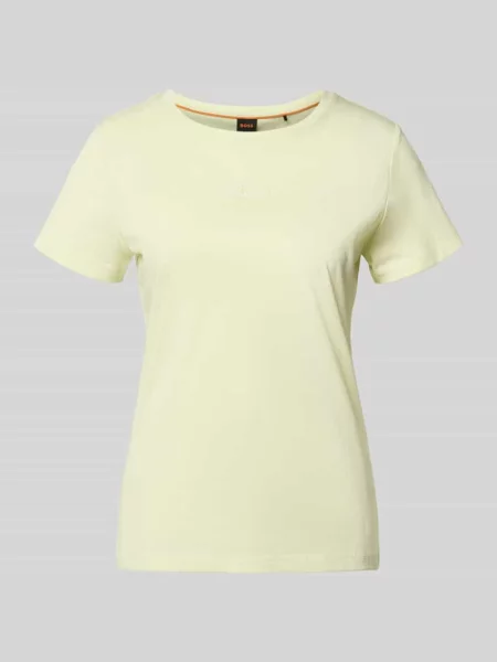 T-shirt w kroju slim fit z czystej bawełny model ELOVE_EMBRO' Boss Orange